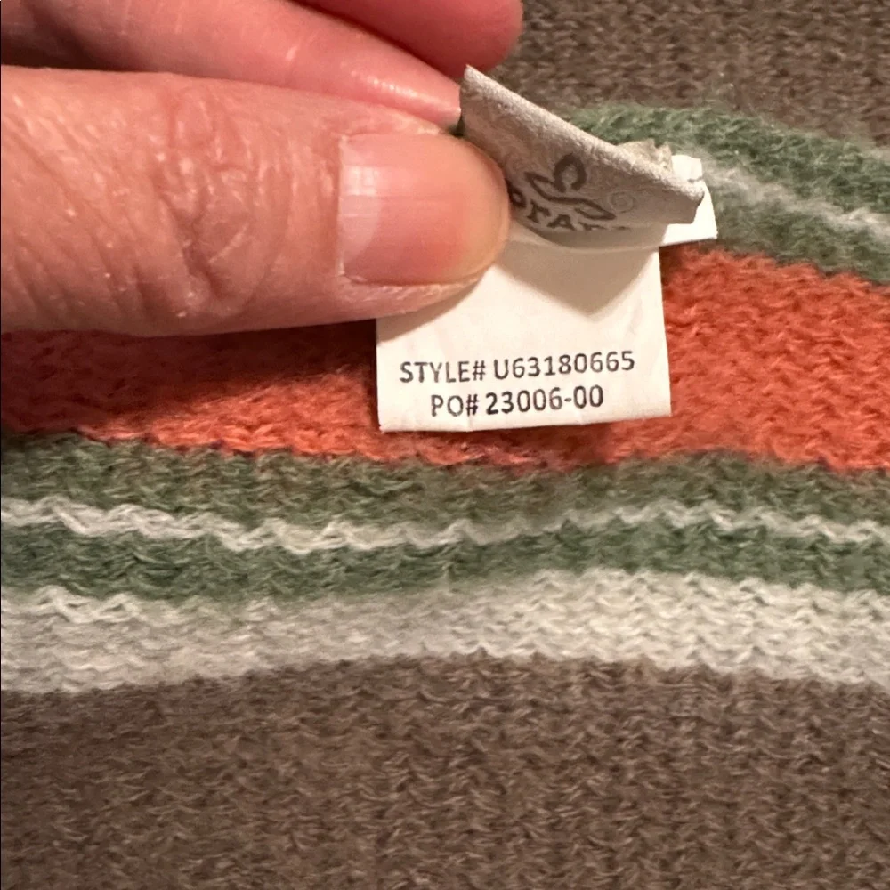 prAna Loli Scarf Weathered Wood Fringe Blanket Orange Green Brown-72x18”